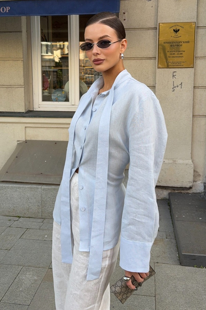 Cotton Tie Front Blouse