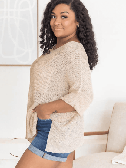 Demetra Ribbed Knit Sweater - Beige