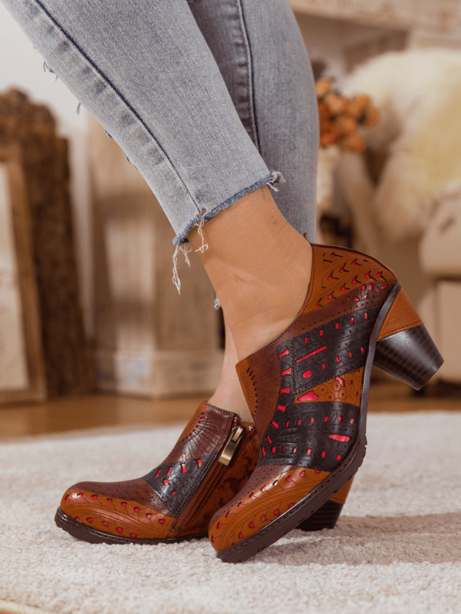 Soffia | Perforated Brown Leather Pump