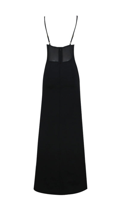 Starfish Embellished Mesh Bodice Maxi Dress in Black