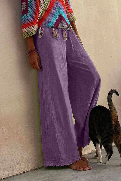 Moxidress Raw Hem Wide Leg Pants