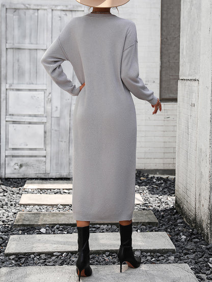 Massey Knit Midi Sweater Dress - Grey