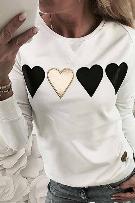 New Heart Print Sweatshirt