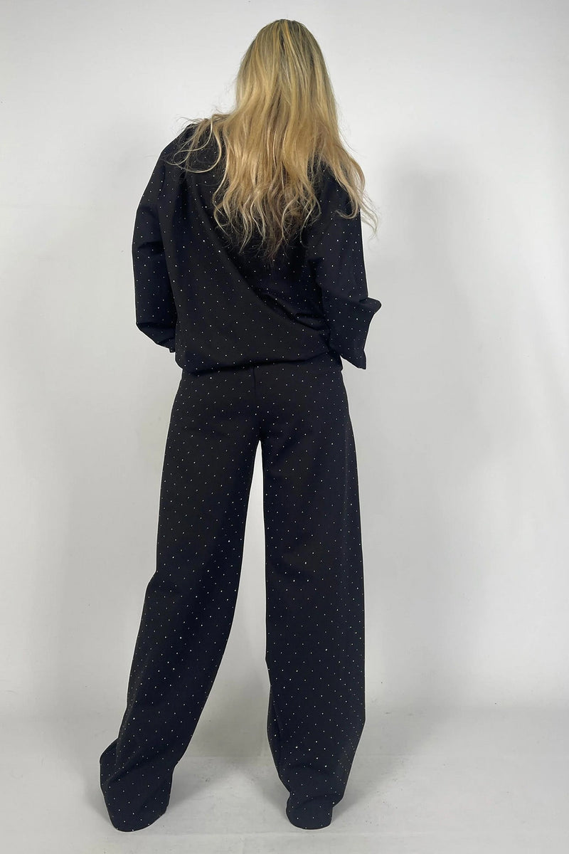Rhinestone Sweatshirt Two-piece Outfit