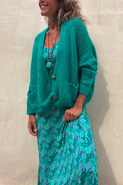 Moxidress Button Down Pockets Sweater Cardigan