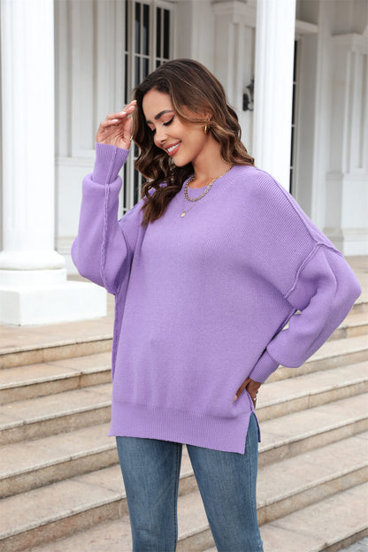 Stanton Crewneck Knit Sweater - Purple