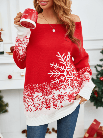 Snowing Out Knit Sweater - Red