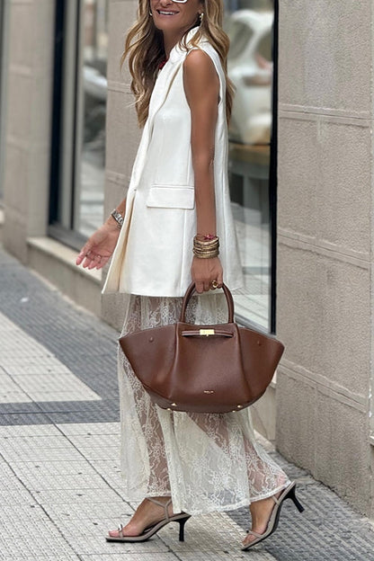 Elastic Waist Lace Maxi Skirt