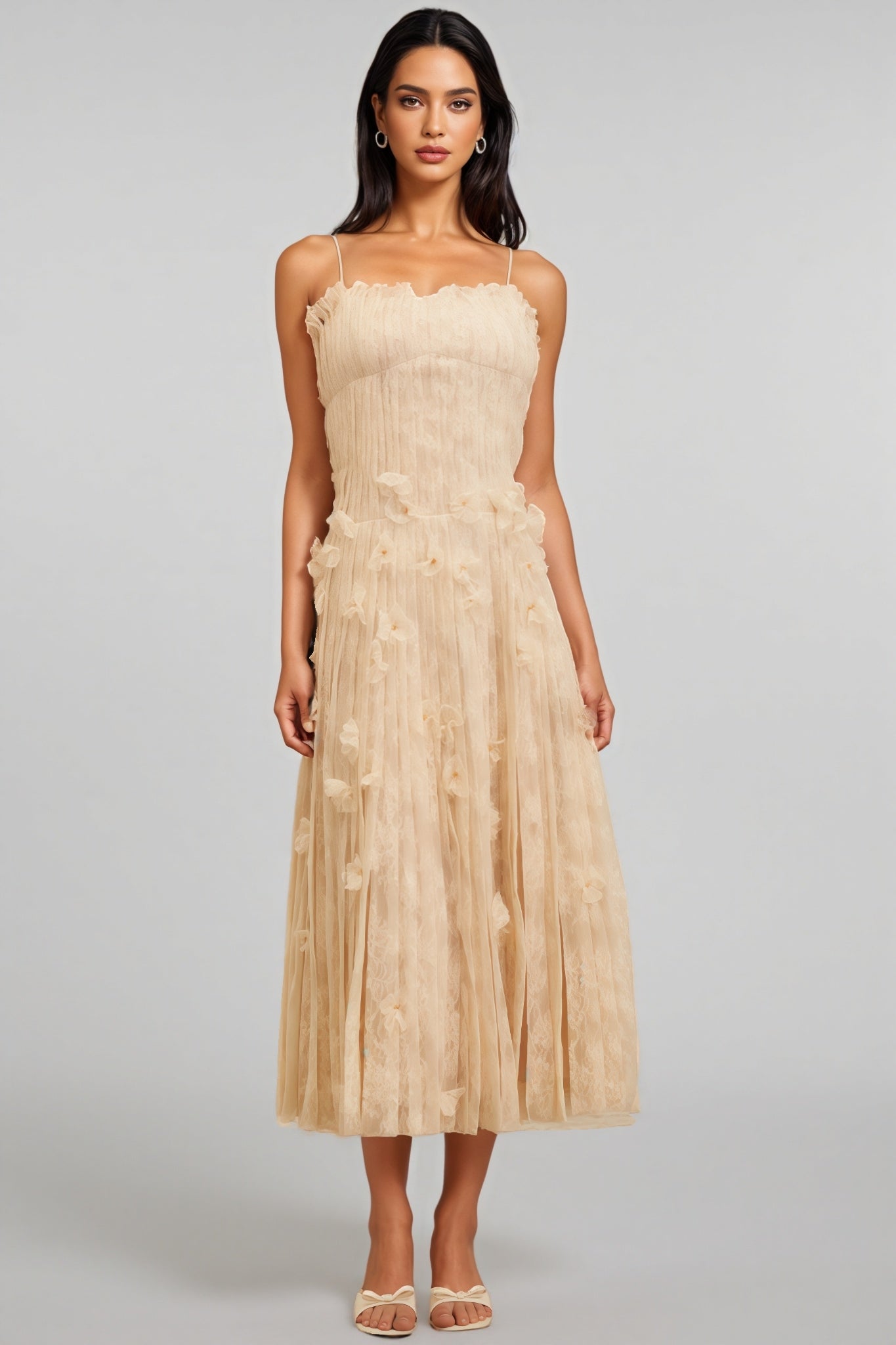 Urikd 3d Flower Strapless Maxi Dress