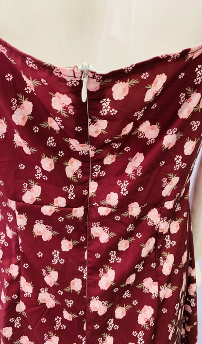 Wine Bustier Midi Dress