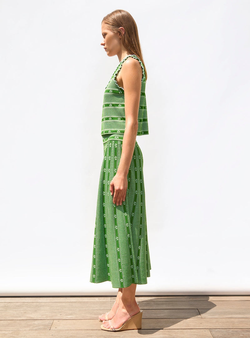 Green Jacquard Skirt