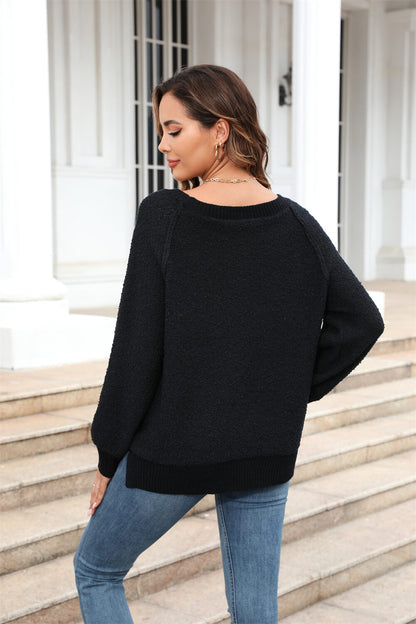 Sweet Moment Knit Pullover Sweater - Black