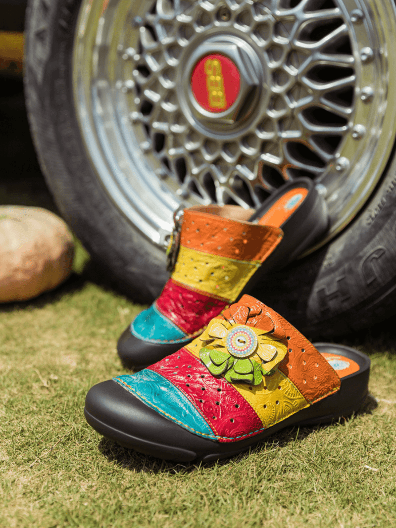 Soffia | Rainbow Streak Leather Sandal
