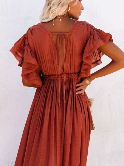 Button Cotton Linen Perfect Beach Maxi Dress