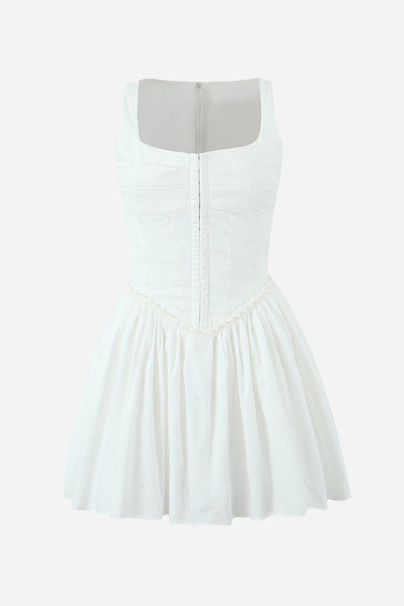 Sleeveless Bustier Pleated Mini Dress