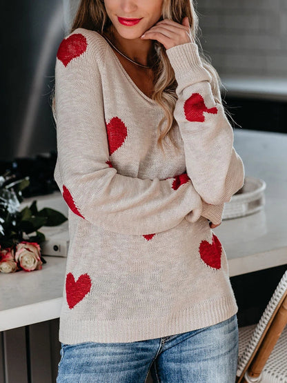 Valentine's Day V-neck Knit Sweater