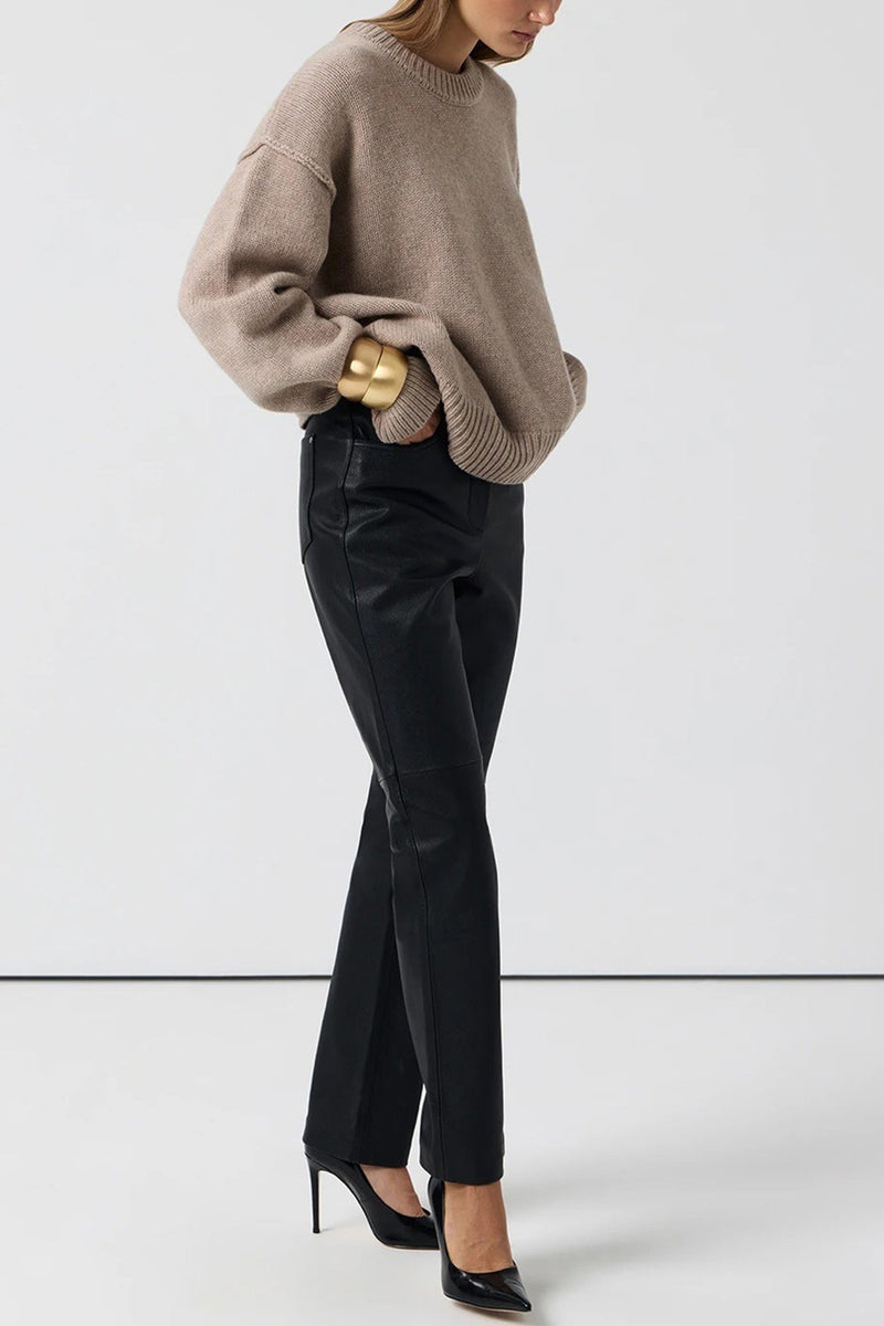 Round Neck Color Pullover Sweater