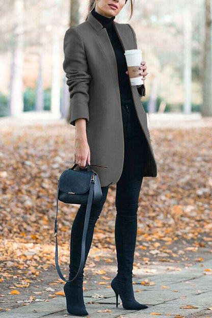 Rosamary Stand Collar Open Front Cardigan