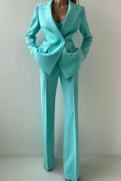 Corset Style Three Piece Blazer Pants Set