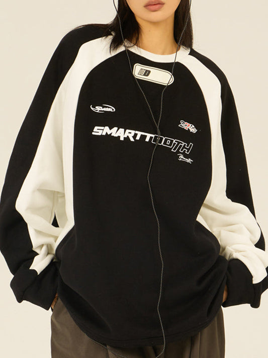 Retro Oversize Raglan Sweatshirt With Slogan