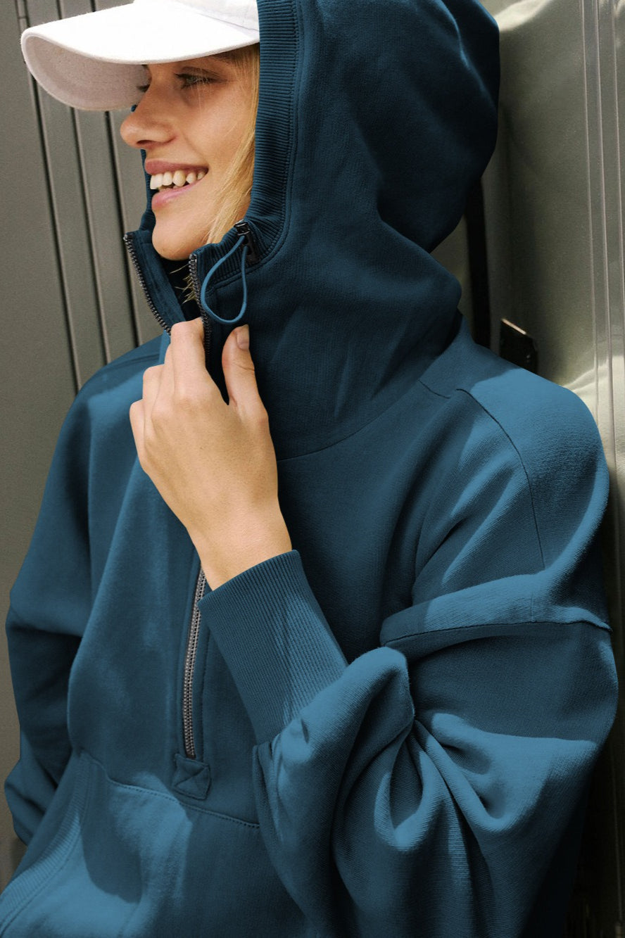 Athletic Cropped Zipper Sweatshirt