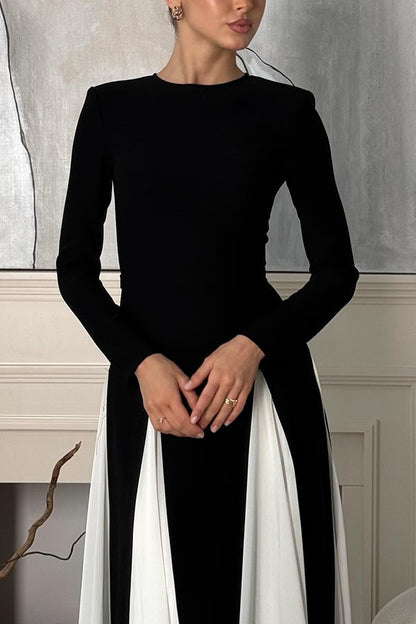 Getting Glam and Panelled Tulle Long Sleeve A-line Maxi Dress