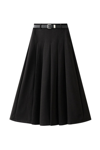 Designed Wide Pleated Woolen Pleated Skirt