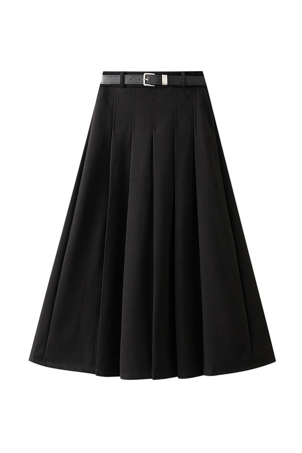Designed Wide Pleated Woolen Pleated Skirt