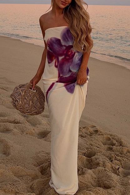 Strapless Print Maxi Dress