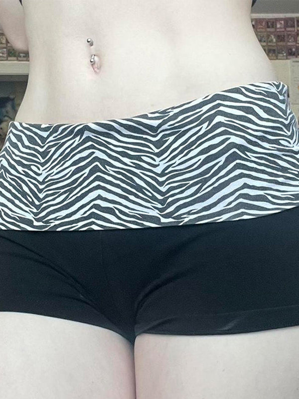 Stitching Shorts With Zebra Print