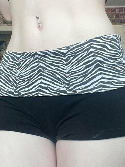 Stitching Shorts With Zebra Print