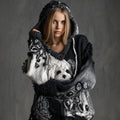 Comstylish Women's Vintage Dog Embroidered Hooded Sweater