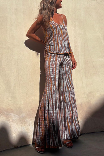 Tie Dye Cami Top and Bell Bottoms Pants Set