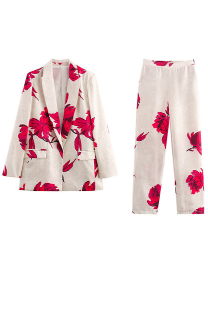 Special Attendance Satin Print High Rise Elastic Waist Pocket Pants