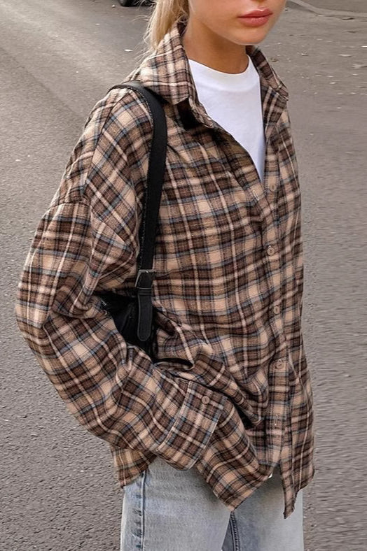 Plaid Long Blouse