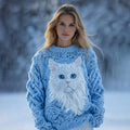 Women's Vintage Cute Cat Pattern Cozy Knit Pullover Sweater elevenforest