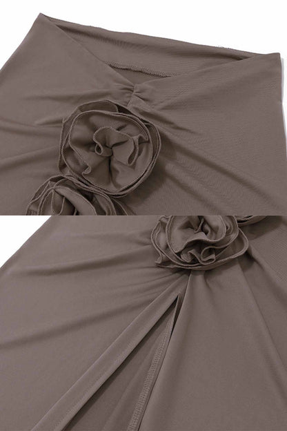 Ruched High Slit Skirt