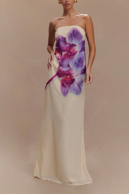 Moxidress Strapless Print Maxi Dress