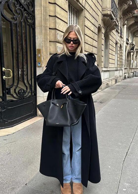 Classic Black Lapel Trench Coat
