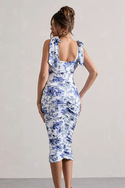 Print Ruched Maxi Dress
