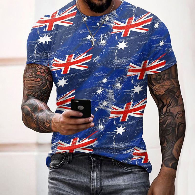 Men's Australian Flag Art Print Casual T-shirt elevenforest
