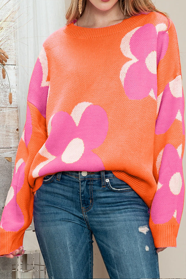 Pink & Orange Cable Knitted Sweater