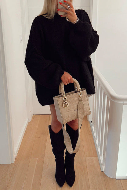 Drop Shoulder Plain Pullover Sweater