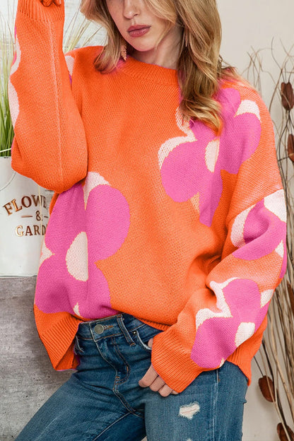Pink & Orange Cable Knitted Sweater