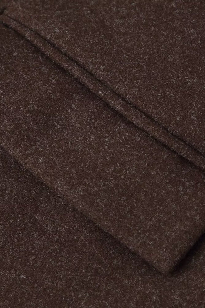 Relaxed Fit Wool Lapel Long Overcoat