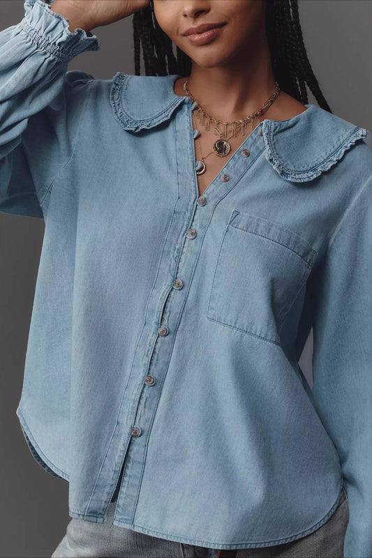 Denim Long Sleeve Blouse