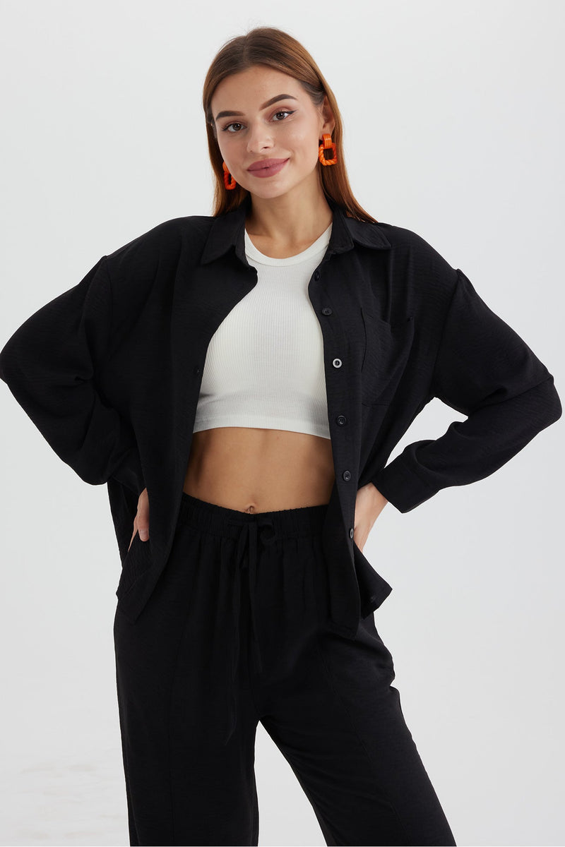 Long Sleeve Color Shirt Long Pants Set