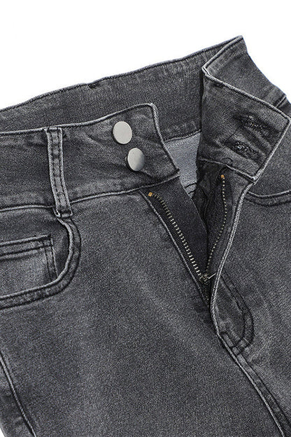 Distressed Bell Bottoms Stretchy Denim Pants