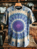 Blue and Purple gradient Kaleidoscope Vintage Art Print Casual T-shirt