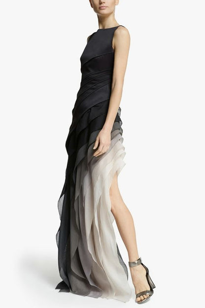 And Mysterious Tulle Gradient Cascading Design Gown Maxi Dress